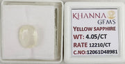 4.05/CT Natural Yellow Sapphire With Govt Lab Certificate-12061D48981