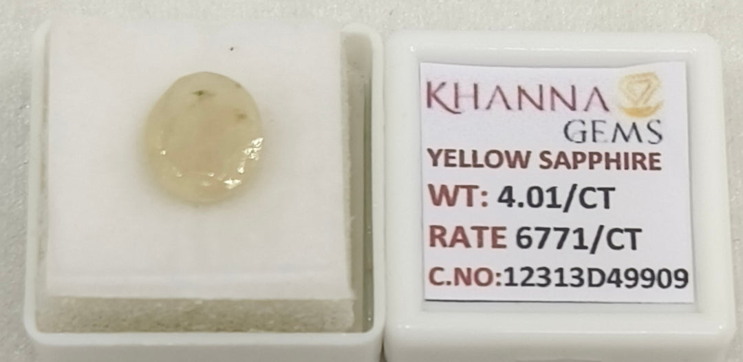 4.01/CT Natural Yellow Sapphire With Govt Lab Certificate-12313D49909