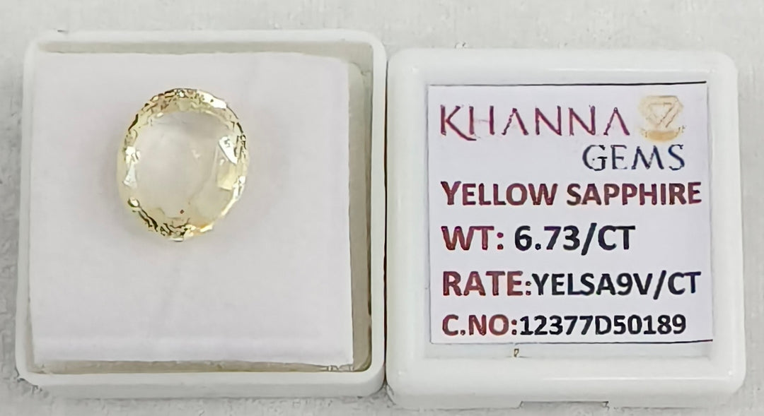 6.73/CT Natural Yellow Sapphire With Govt Lab Certificate-12377D50189