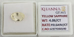 Load image into Gallery viewer, 4.06/CT Natural Yellow Sapphire With Govt Lab Certificate-12377D50190