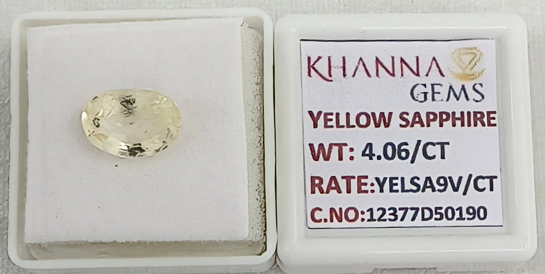 4.06/CT Natural Yellow Sapphire With Govt Lab Certificate-12377D50190