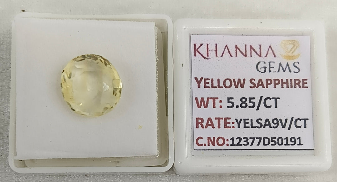 5.85/CT Natural Yellow Sapphire With Govt Lab Certificate-12377D50191