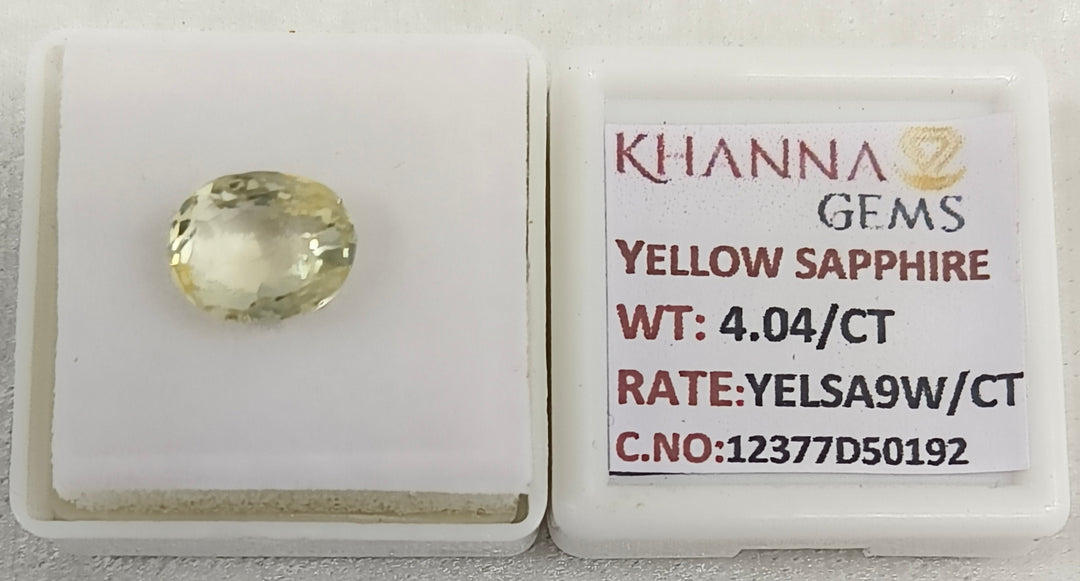 4.04/CT Natural Yellow Sapphire With Govt Lab Certificate-12377D50192