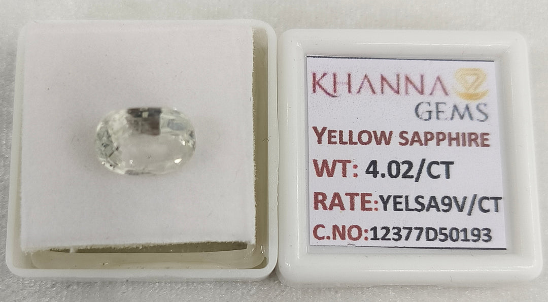 4.02/CT Natural Yellow Sapphire With Govt Lab Certificate-12377D50193