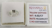 4.02/CT Natural Yellow Sapphire With Govt Lab Certificate-12377D50193