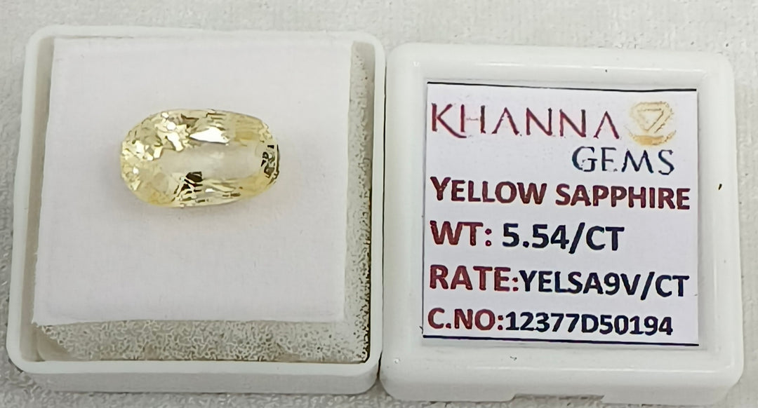 5.54/CT Natural Yellow Sapphire With Govt Lab Certificate-12377D50194