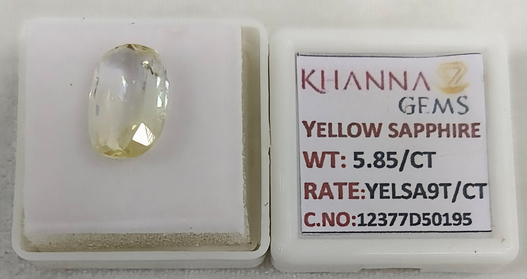 5.85/CT Natural Yellow Sapphire With Govt Lab Certificate-12377D50195