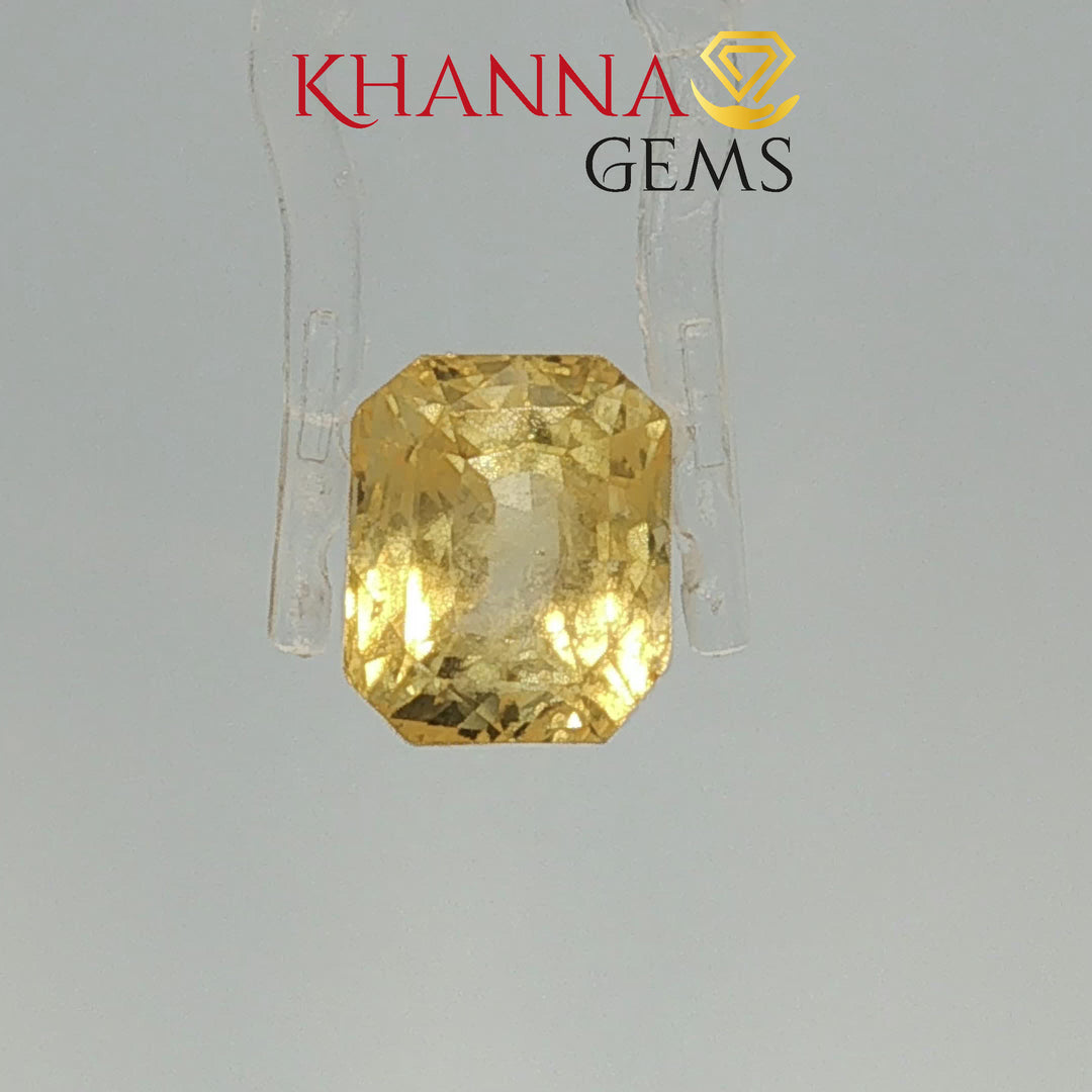 8.14/CT Natural Yellow Sapphire With Govt Lab Certificate-9876D39977