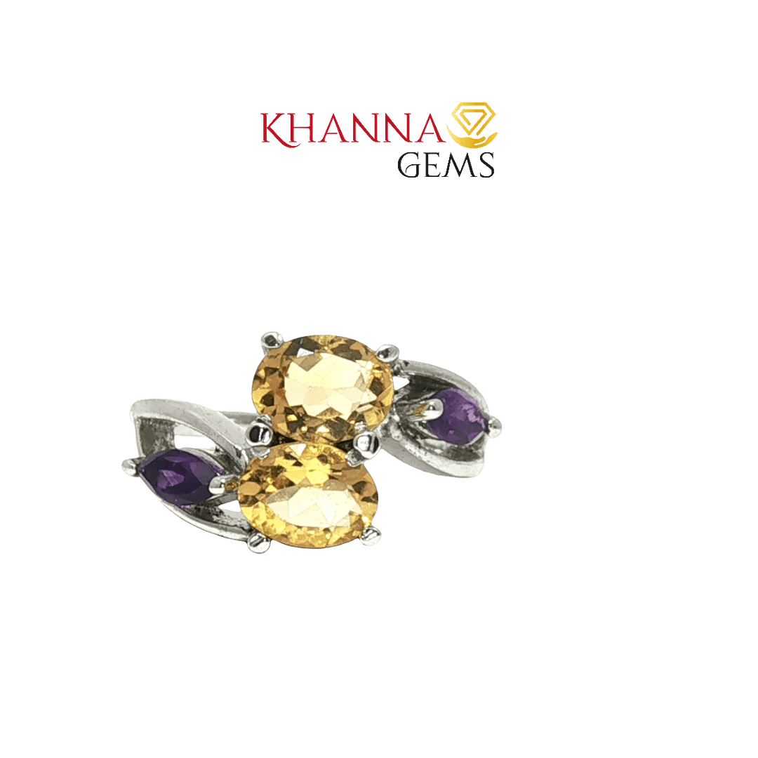 4.90/GM  YELLOW TOPAZ AMETHYST RING Earrings - G0247