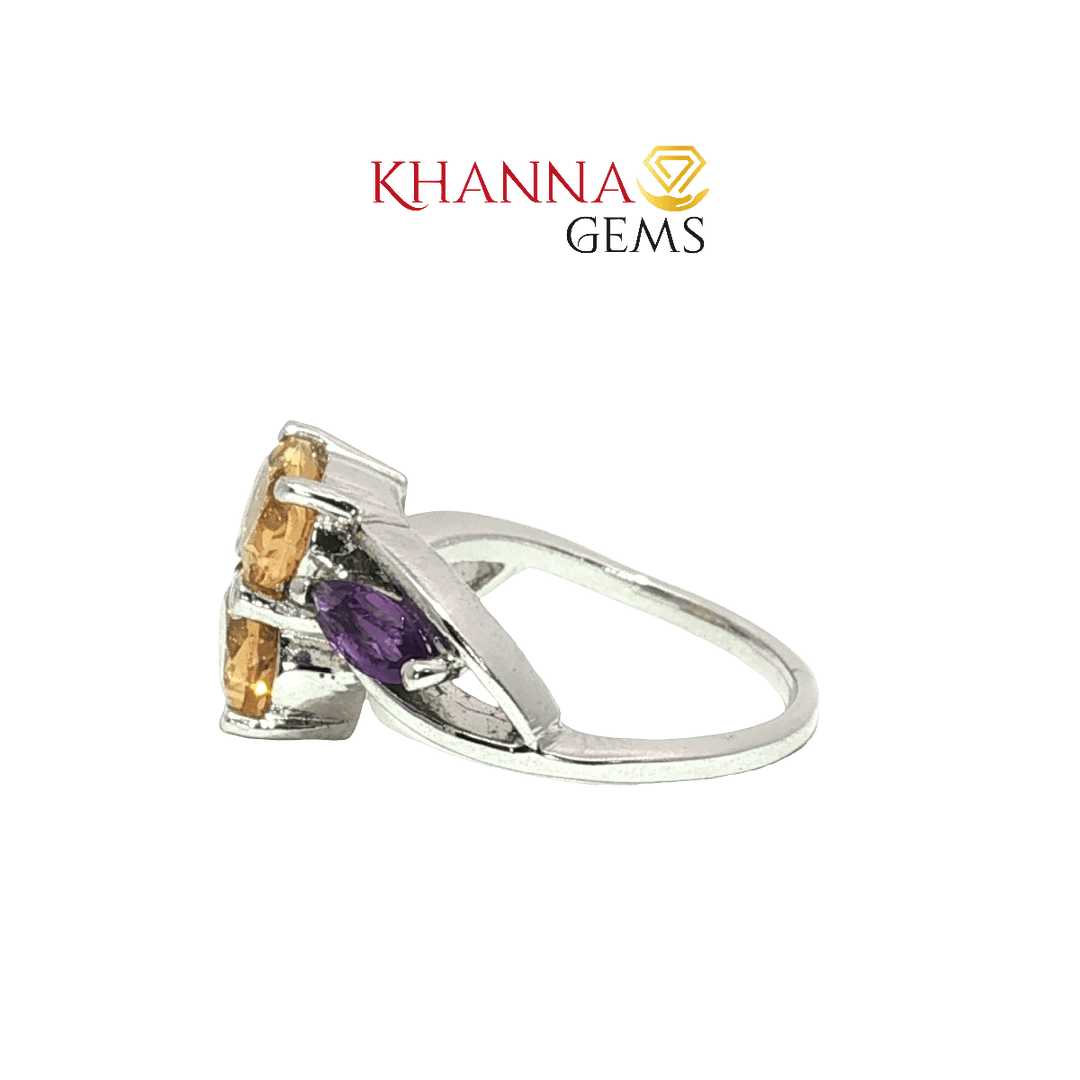 4.90/GM  YELLOW TOPAZ AMETHYST RING Earrings - G0247