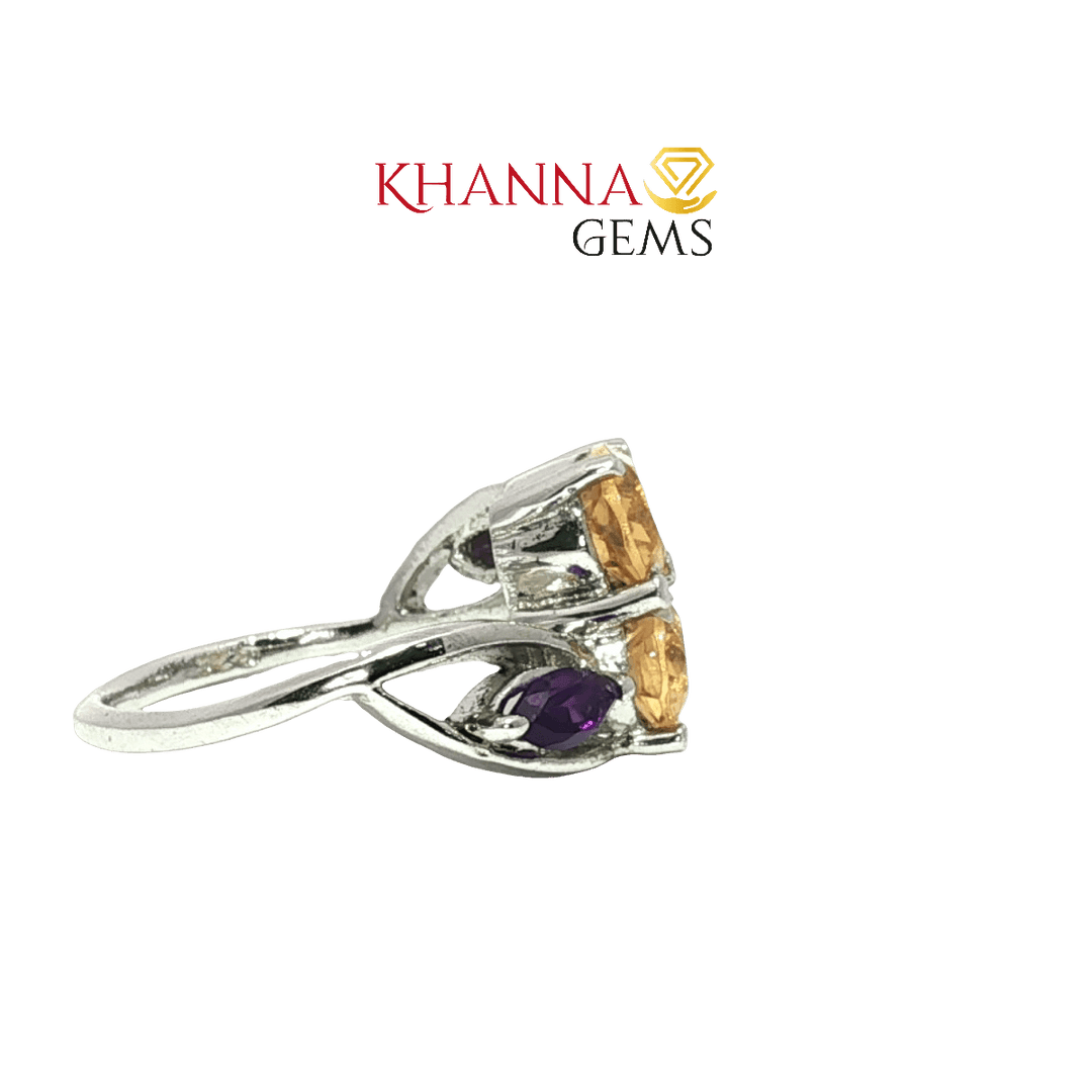 4.90/GM  YELLOW TOPAZ AMETHYST RING Earrings - G0247