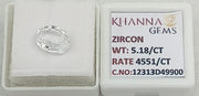 5.18/CT Natural Zircon with Govt. Lab certificate-12313D49900