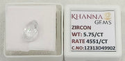 5.75/CT Natural Zircon with Govt. Lab certificate-12313D49902