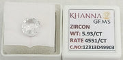 5.93/CT Natural Zircon with Govt. Lab certificate-12313D49903