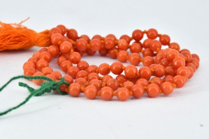 76.06 CARAT NATURAL RED CORAL BEADS MALA