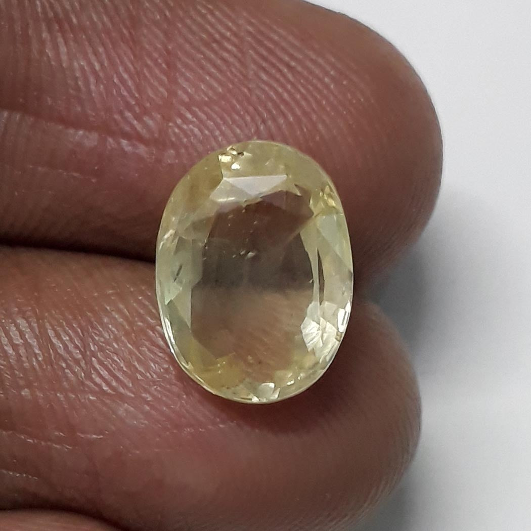 6.43 Ratti Natural Yellow Sapphire With Govt Lab Certificate-(34410)