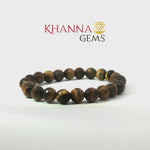 Load and play video in Gallery viewer, Natural Tiger Eye Bracelet (Faceted  Beads)