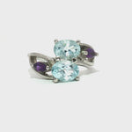 Load and play video in Gallery viewer, 5.20/GM  AMETHYST BLUE TOPAZ SILVER RING Earrings - G0636