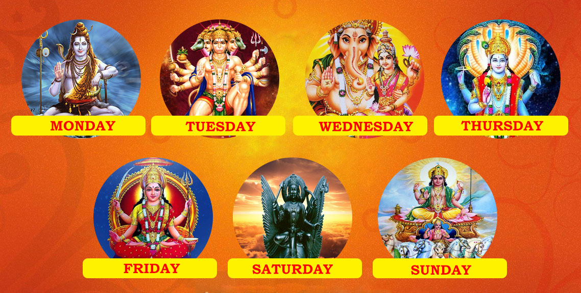 in hinduism, each day is dedicated to one supreme deity.